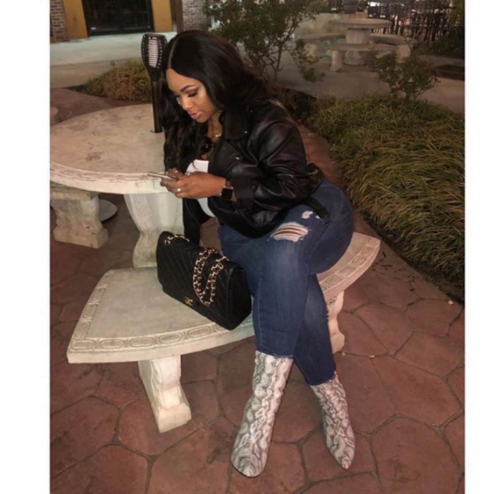 White Snake Print Boot Only Worn Once - image 1